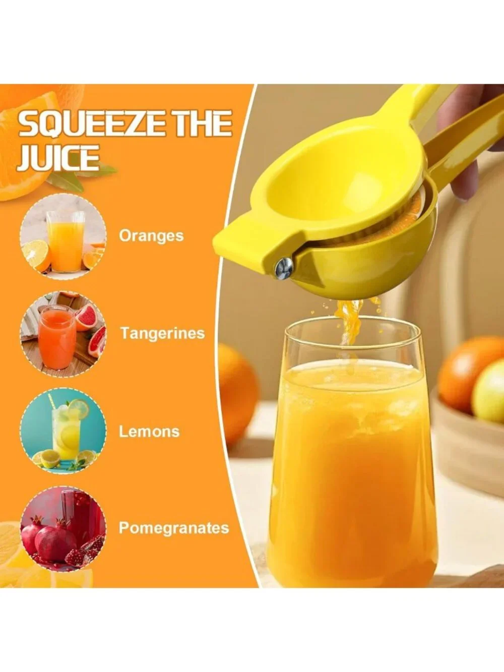 12-Piece Manual Lemon Squeezer Set - Citrus Juicer, Easy to Use, Bright Yellow